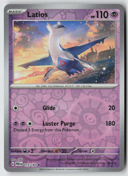 Latios 073/182 SV04: Paradox Rift Rare Reverse Holo NM chibi