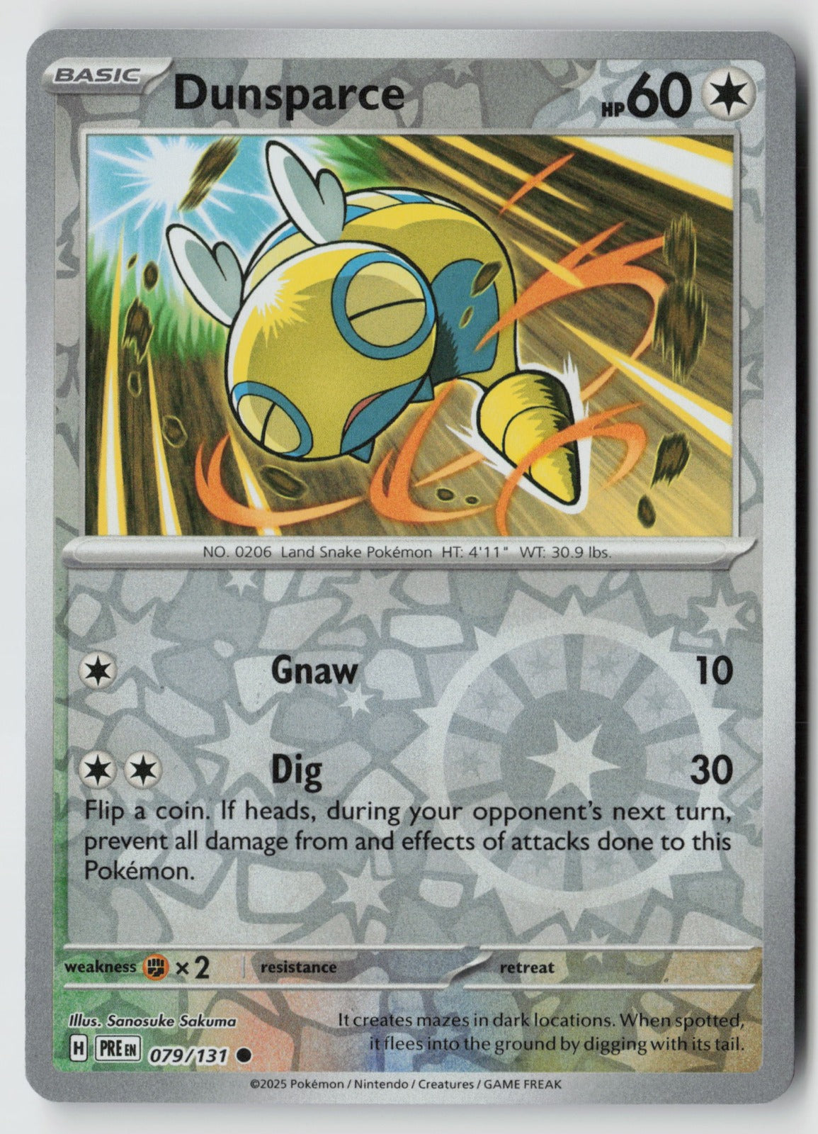 Dunsparce 079/131 SV: Prismatic Evolutions Common Reverse Holo NM