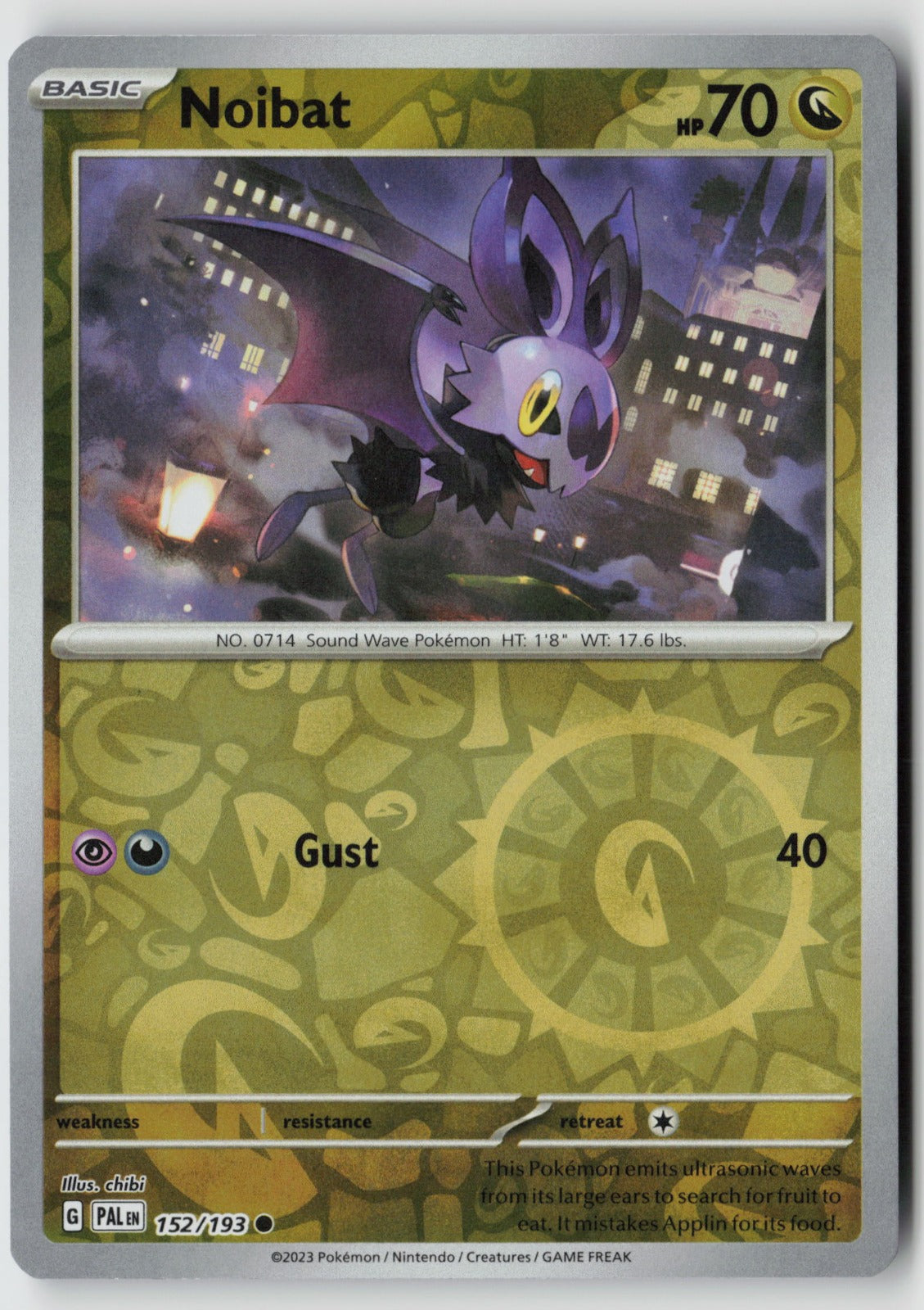 Noibat 152/193 SV02: Paldea Evolved Common Reverse Holo NM chibi