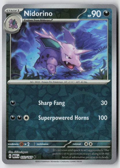 Nidorino 033/165 SV: Scarlet & Violet 151 Uncommon Reverse Holo NM Shiburingaru