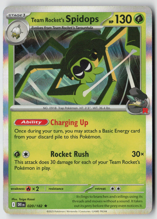 Team Rocket's Spidops 020/182 SV10: Destined Rivals Rare Holo NM Taiga Kasai
