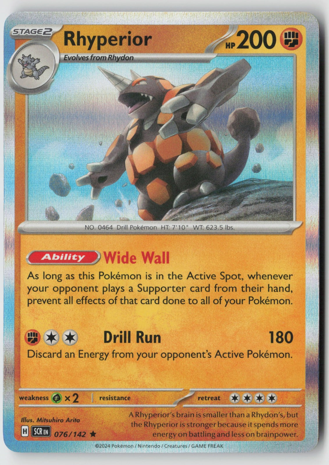 Rhyperior 076/142 SV07: Stellar Crown Rare Holo NM Mitsuhiro Arita