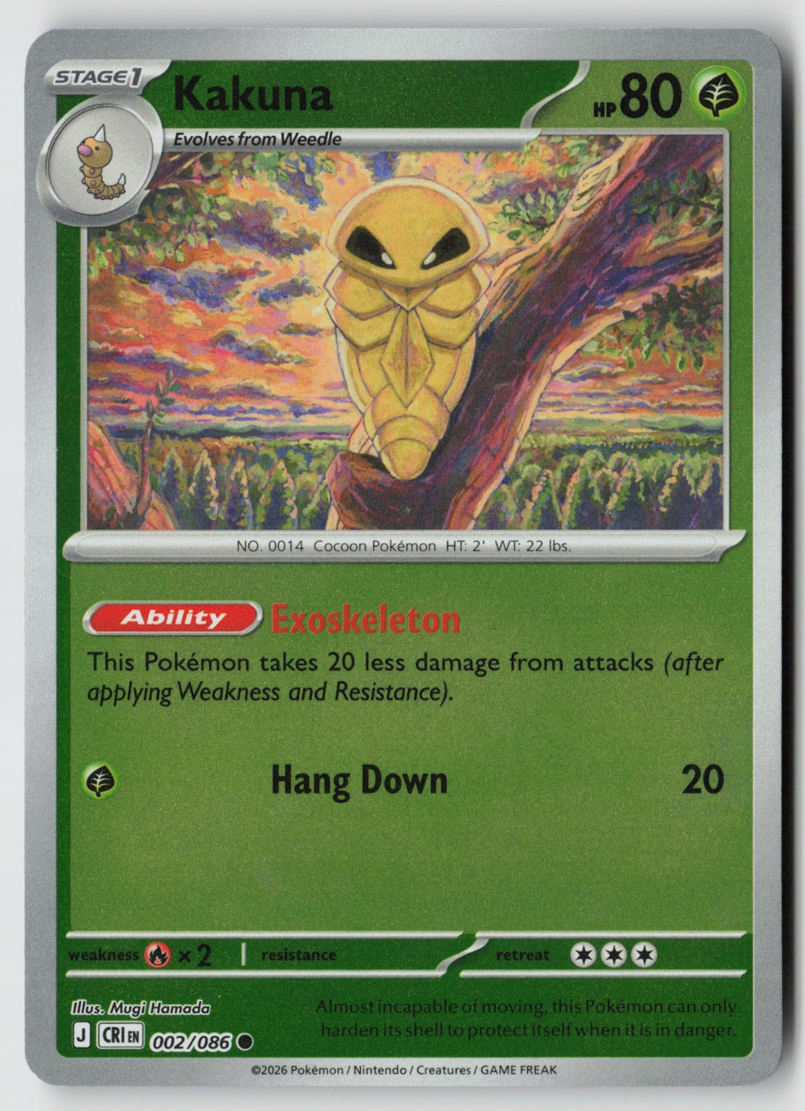 Kakuna 002/086 ME04: Chaos Rising Common Reverse Holo NM Mugi Hamada
