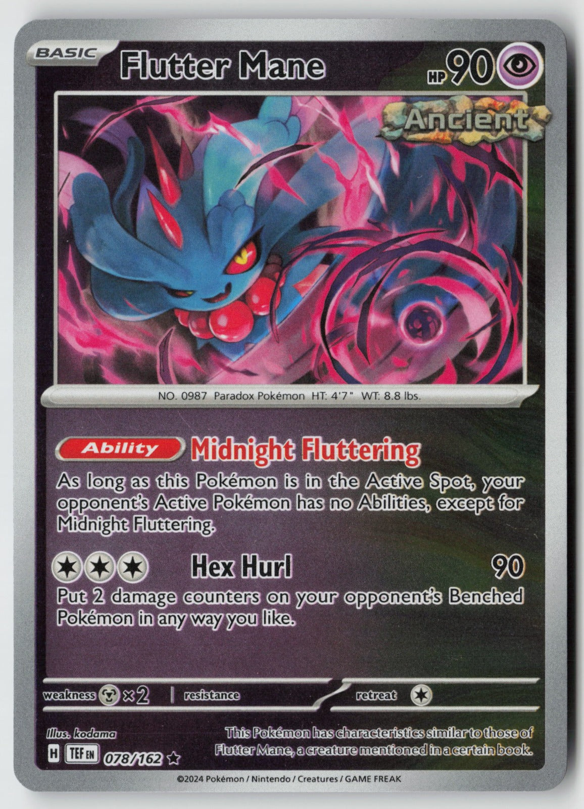 Flutter Mane 078/162 SV05: Temporal Forces Rare Reverse Holo NM kodama