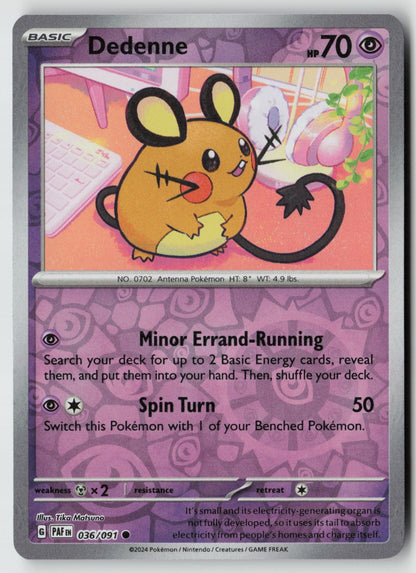 Dedenne 036/091 SV: Paldean Fates Common Reverse Holo NM Tika Matsuno