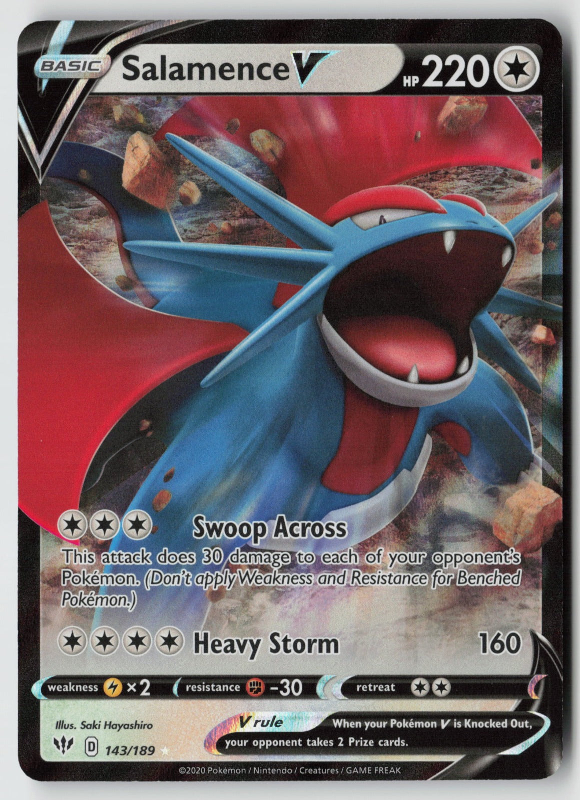 Salamence V 143/189 SWSH03: Darkness Ablaze Ultra Rare Holo NM Saki Hayashiro