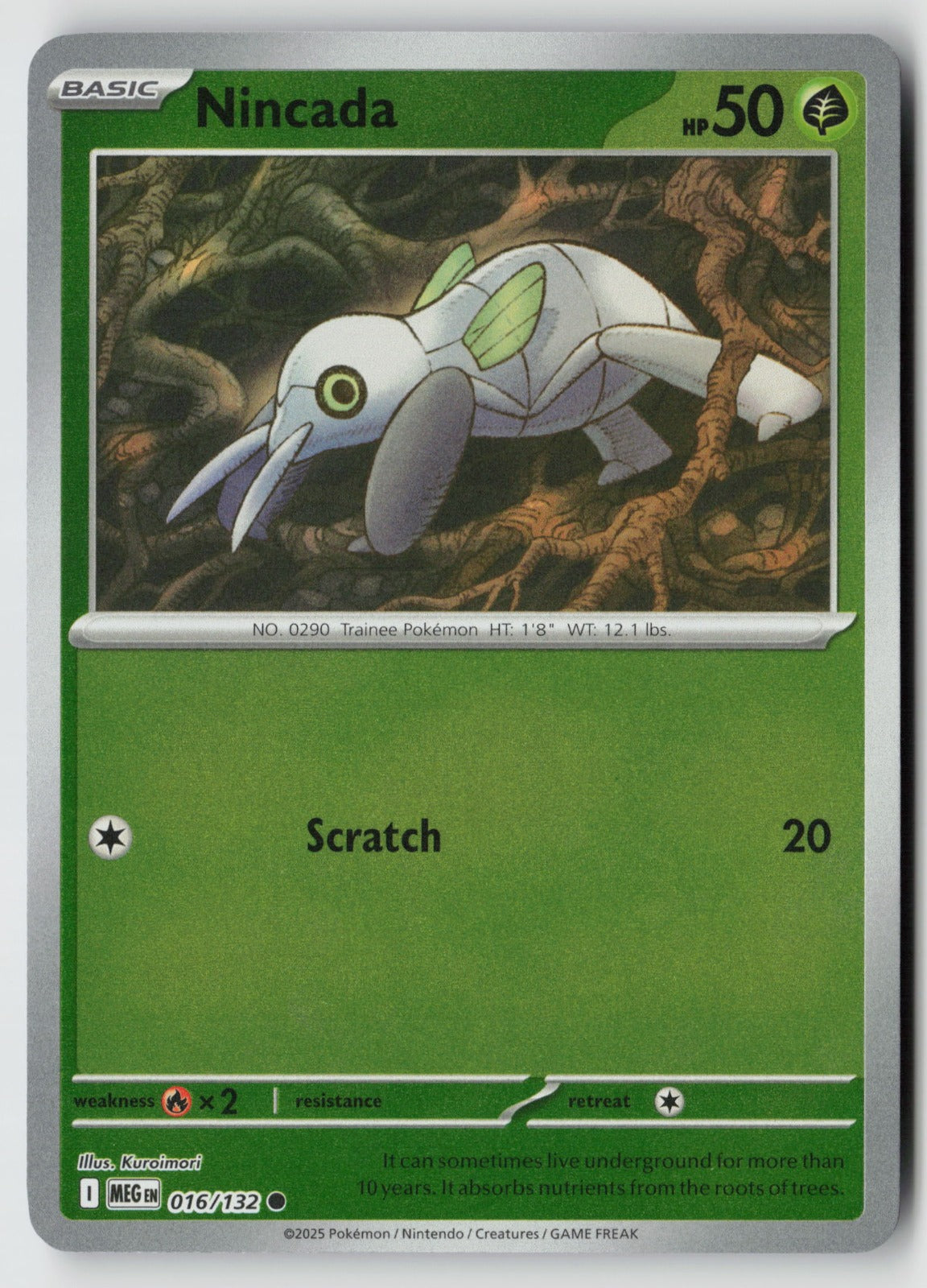 Nincada 016/132 ME01: Mega Evolution Common Reverse Holo NM Kuroimori