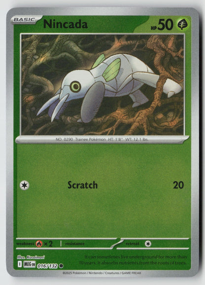 Nincada 016/132 ME01: Mega Evolution Common Reverse Holo NM Kuroimori
