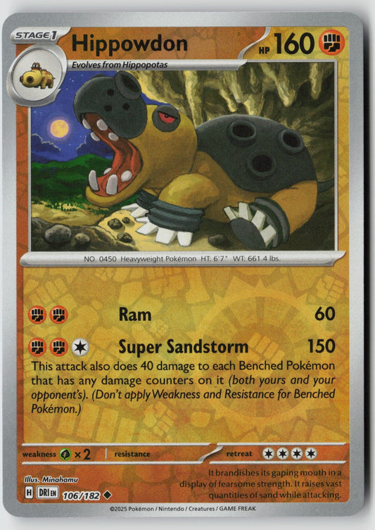 Hippowdon 106/182 SV10: Destined Rivals Uncommon Reverse Holo NM Yuya Oka