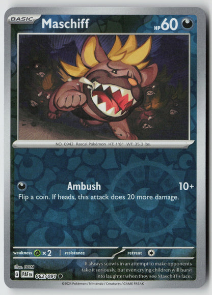 Maschiff 062/091 SV: Paldean Fates Common Reverse Holo NM DOM