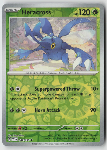 Heracross 002/198 SV01: Scarlet & Violet Base Set Uncommon Reverse Holo NM otuma