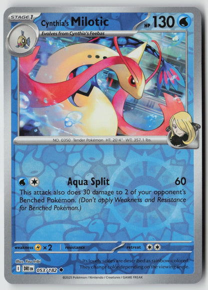 Cynthia's Milotic 053/182 SV10: Destined Rivals Uncommon Reverse Holo NM Scav