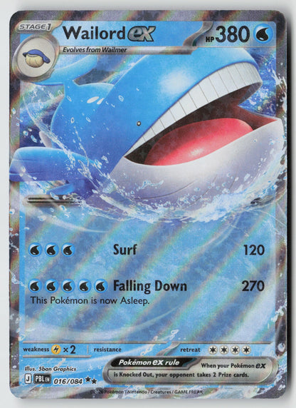 Wailord ex 016/084 ME05: Pitch Black Double Rare Holo NM 5ban Graphics