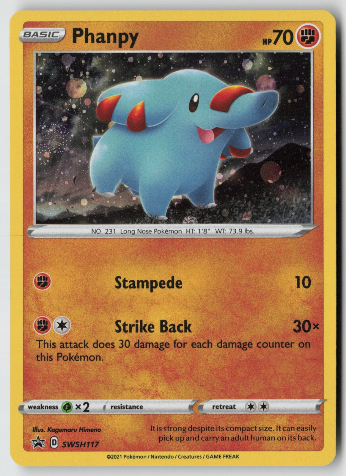 Phanpy SWSH117 SWSH: Sword & Shield Promo Cards Promo Holo NM Kagemaru Himeno