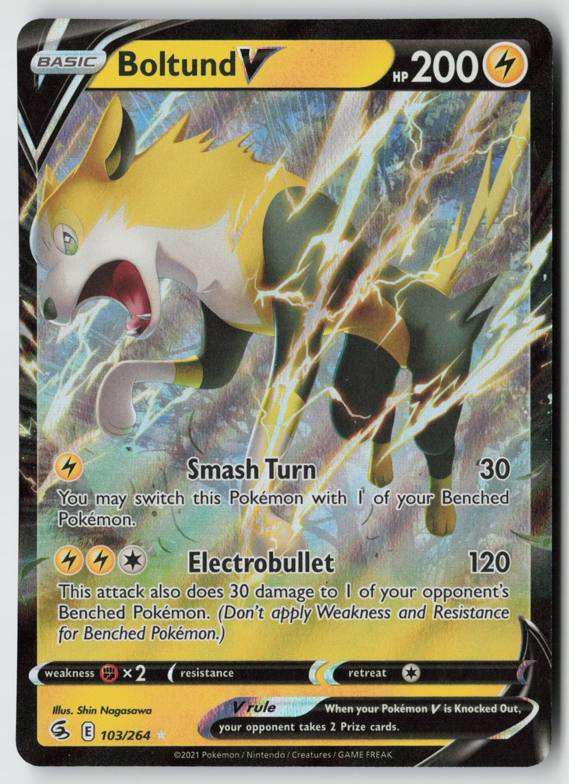 Boltund V 103/264 SWSH08: Fusion Strike Ultra Rare Holo NM Eske Yoshinob
