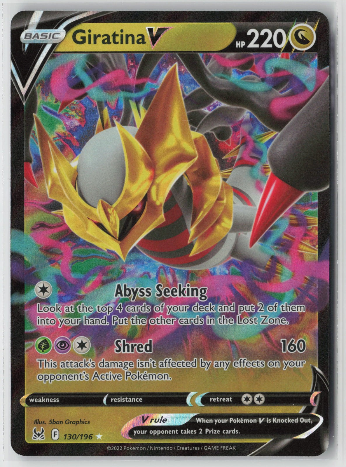 Giratina V 130/196 SWSH11: Lost Origin Ultra Rare Holo NM 5ban Graphics