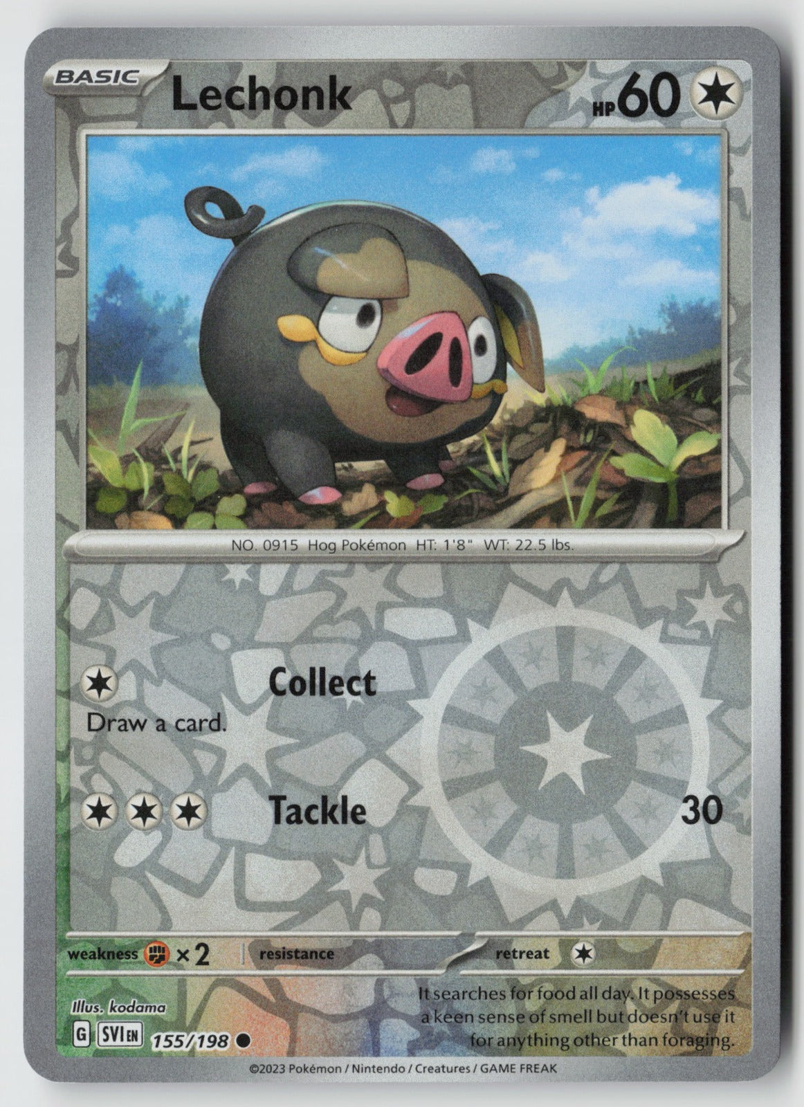 Lechonk 155/198 SV01: Scarlet & Violet Base Set Common Reverse Holo NM kodama