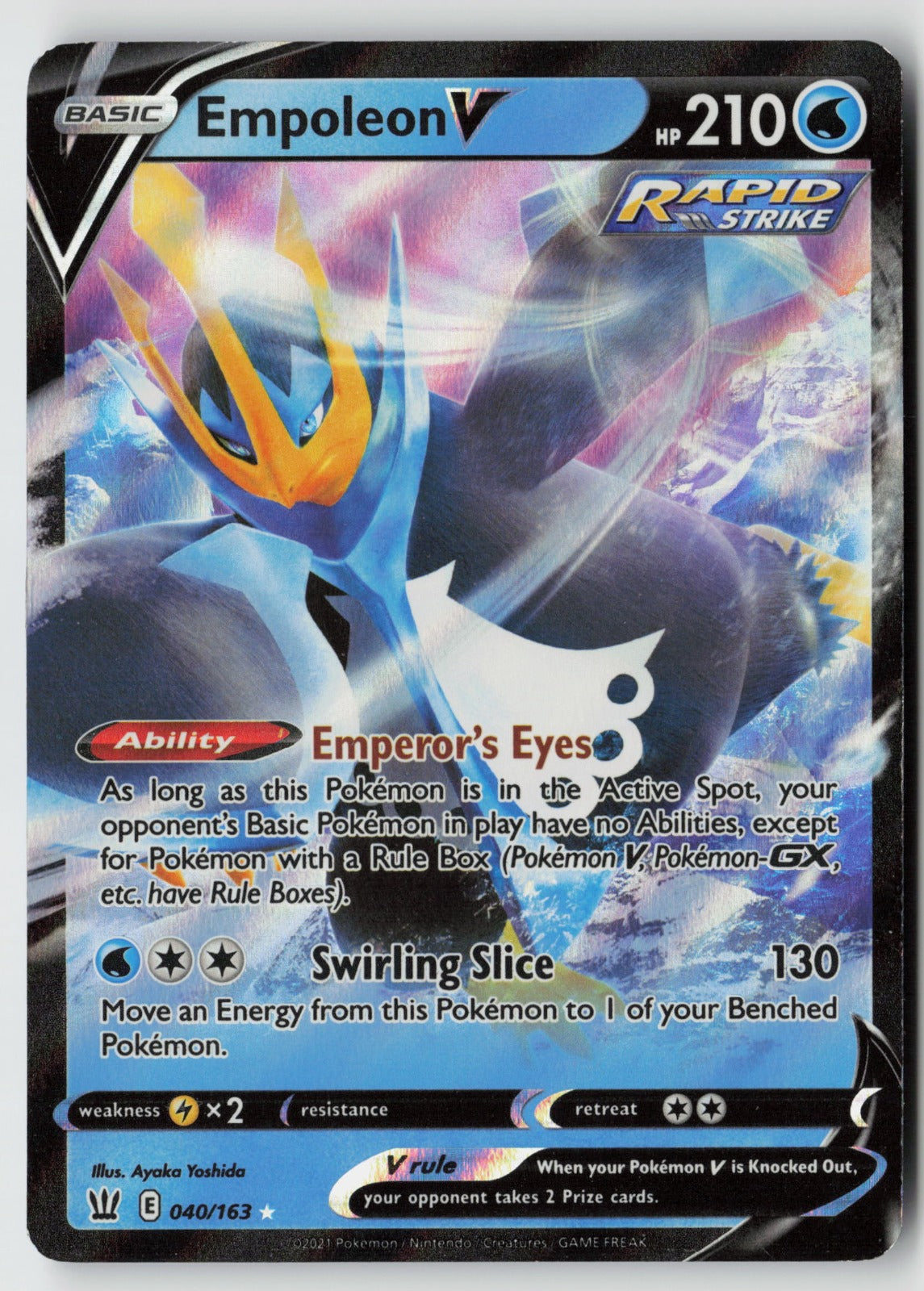 Empoleon V 040/163 SWSH05: Battle Styles Ultra Rare Holo NM Ayaka Yoshida