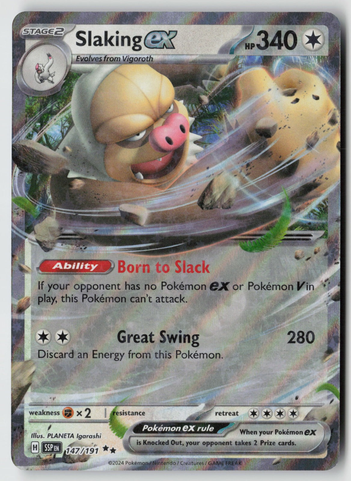 Slaking ex 147/191 SV08: Surging Sparks Double Rare Holo NM PLANETA Igarashi
