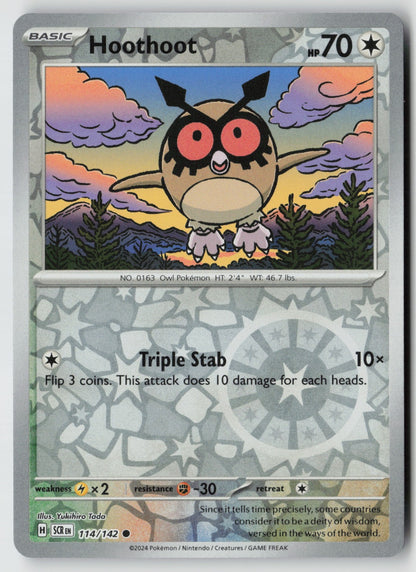 Hoothoot 114/142 SV07: Stellar Crown Common Reverse Holo NM Yukihiro Tada