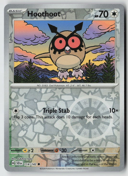 Hoothoot 114/142 SV07: Stellar Crown Common Reverse Holo NM Yukihiro Tada