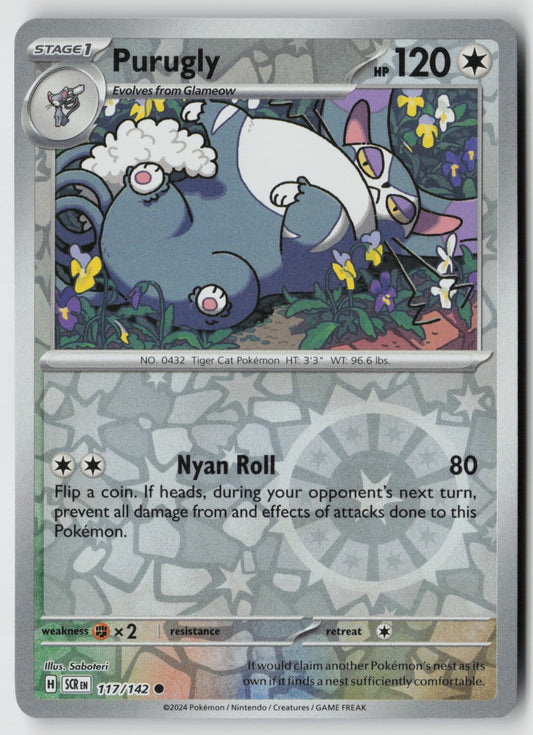 Purugly 117/142 SV07: Stellar Crown Common Reverse Holo NM Saboteri