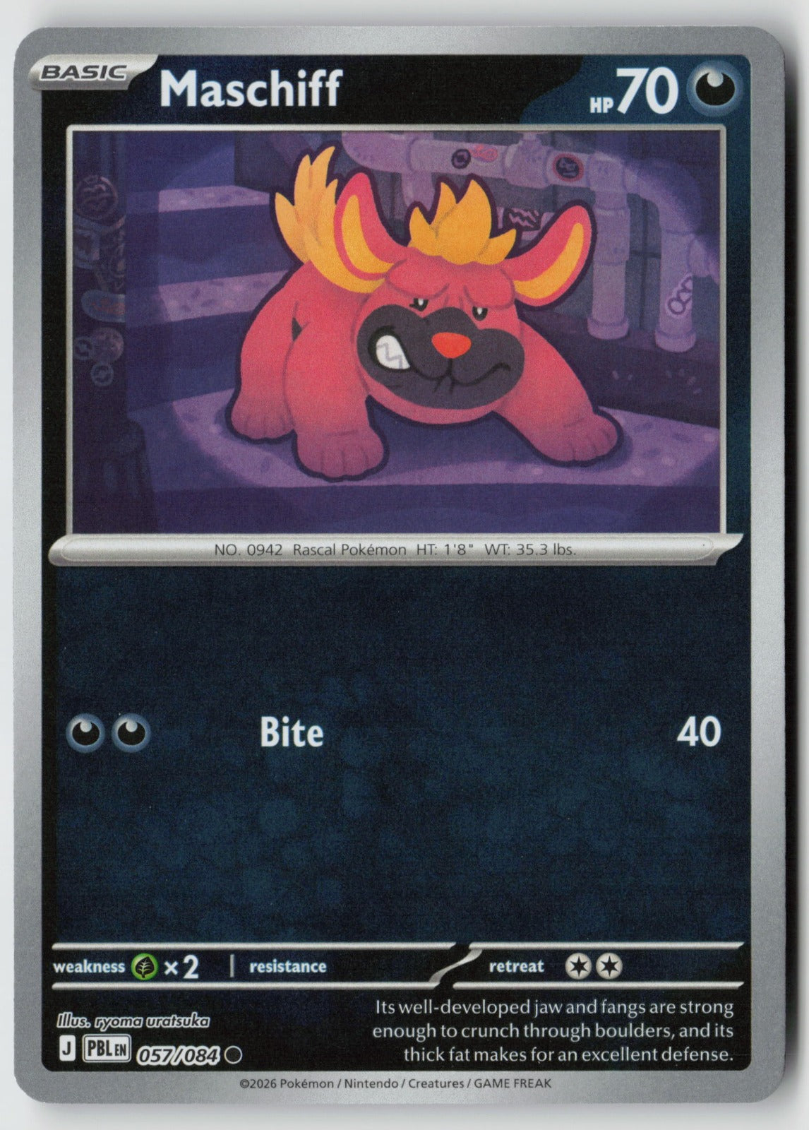 Maschiff 057/084 ME05: Pitch Black Common Reverse Holo NM ryoma uratsuka