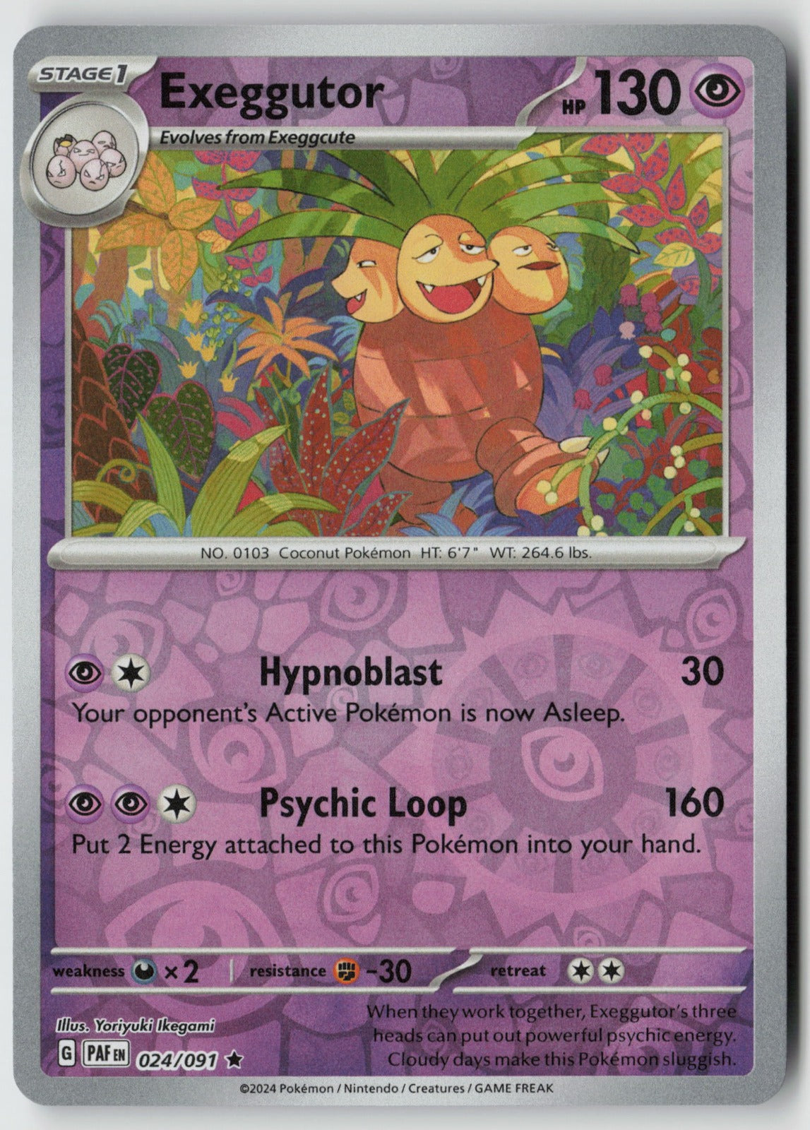 Exeggutor 024/091 SV: Paldean Fates Rare Reverse Holo NM Yoriyuki Ikegami