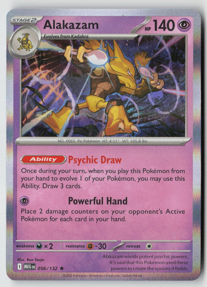 Alakazam 056/132 ME01: Mega Evolution Rare Holo NM Bun Toujo