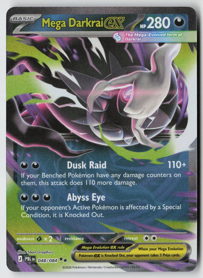 Mega Darkrai ex 048/084 ME05: Pitch Black Double Rare Holo NM 5ban Graphics