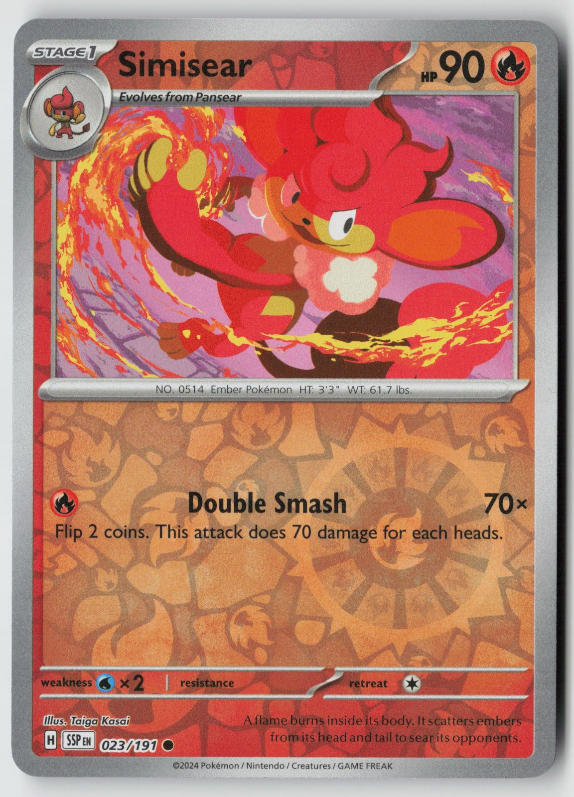 Simisear 023/191 SV08: Surging Sparks Common Reverse Holo NM Taiga Kasai