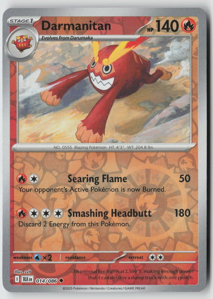 Darmanitan 014/086 SV: Black Bolt Uncommon Reverse Holo NM svlt