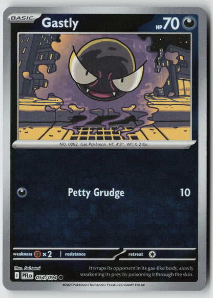 Gastly 054/094 ME02: Phantasmal Flames Common Reverse Holo NM Saboteri