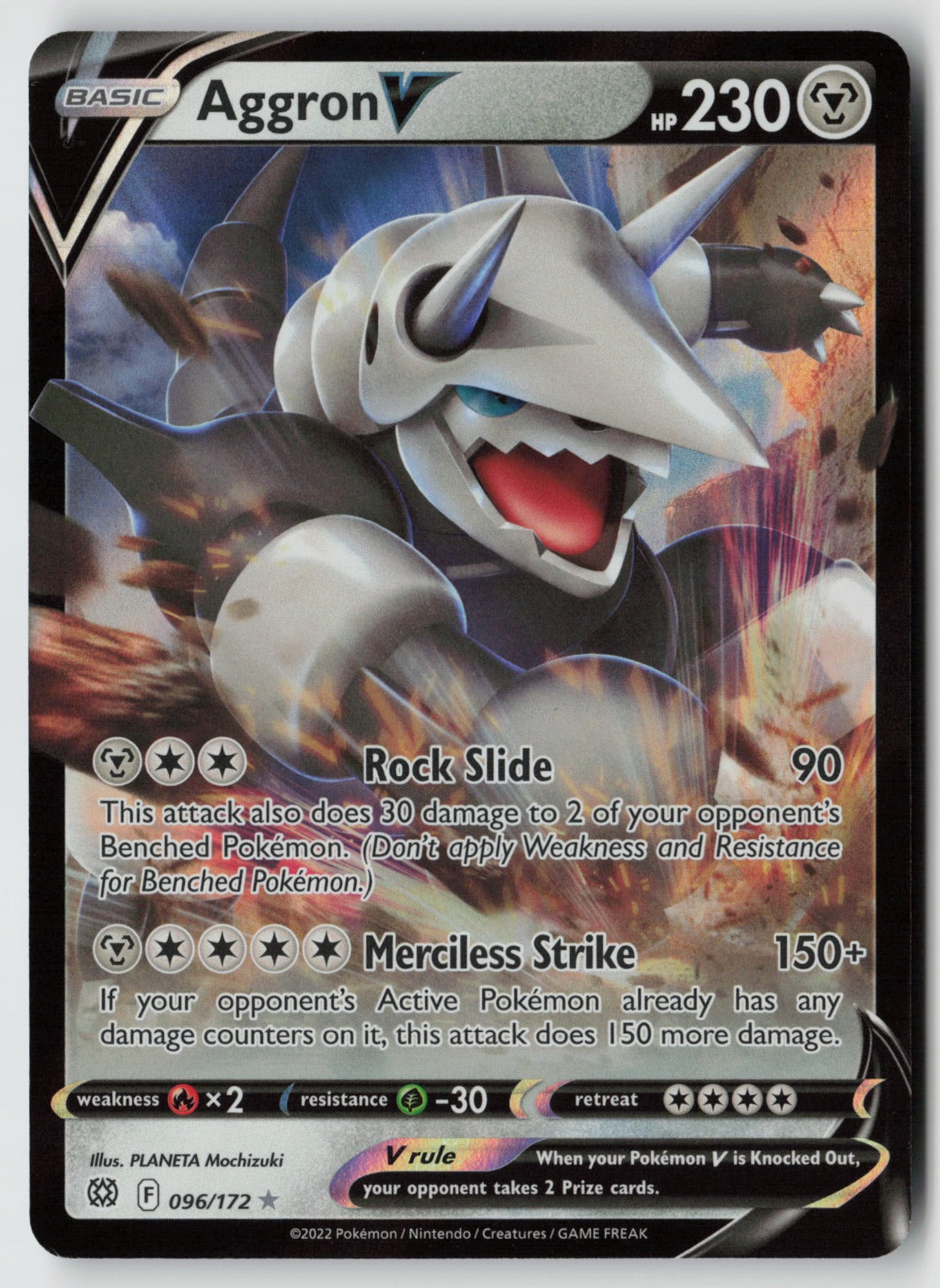 Aggron V 096/172 SWSH09: Brilliant Stars Ultra Rare Holo NM Kagemaru Himeno