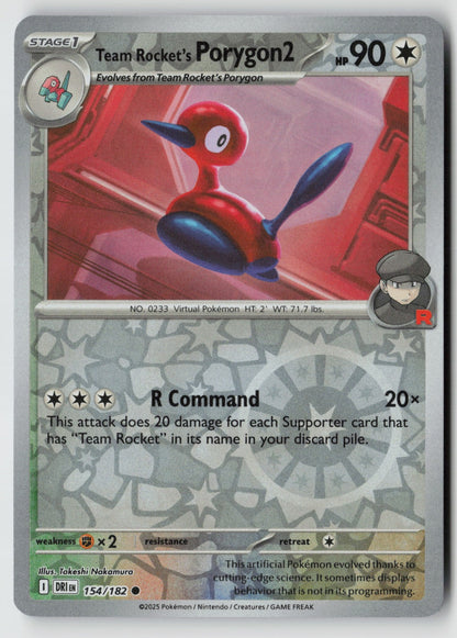 Team Rocket's Porygon2 154/182 SV10: Destined Rivals Common Reverse Holo NM