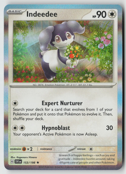 Indeedee 153/198 SV01: Scarlet & Violet Base Set Rare Holo NM Mizue