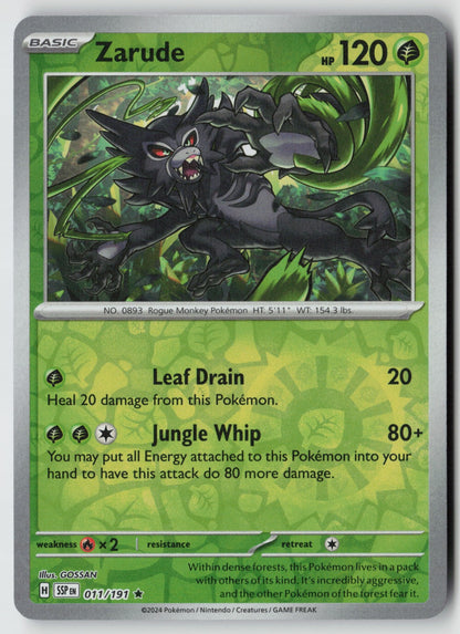 Zarude 011/191 SV08: Surging Sparks Rare Reverse Holo NM GOSSAN