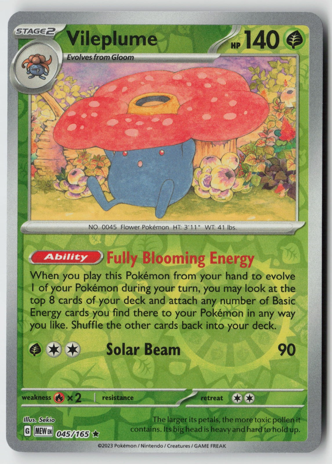 Vileplume 045/165 SV: Scarlet & Violet 151 Rare Reverse Holo NM Sekio