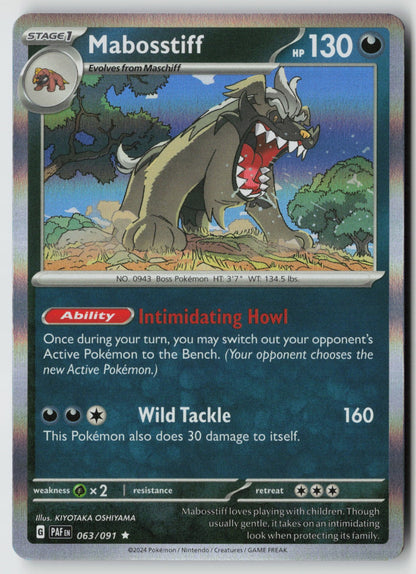Mabosstiff 063/091 SV: Paldean Fates Rare Holo NM KIYOTAKA OSHIYAMA