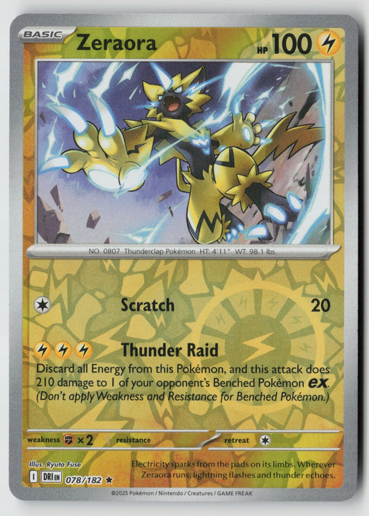 Zeraora 078/182 SV10: Destined Rivals Rare Reverse Holo NM Yuya Oka