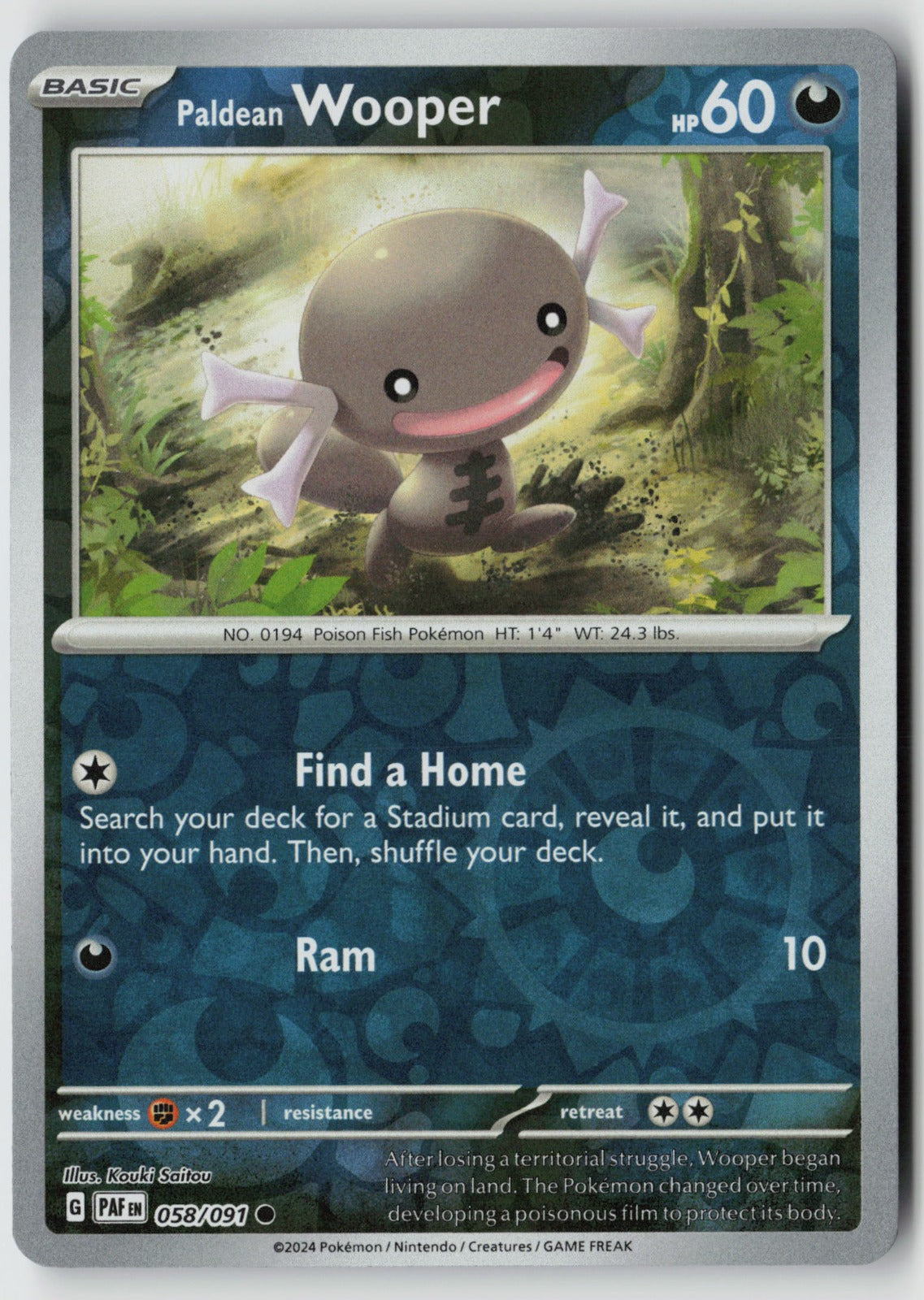 Paldean Wooper 058/091 SV: Paldean Fates Common Reverse Holo NM Kouki Saitou