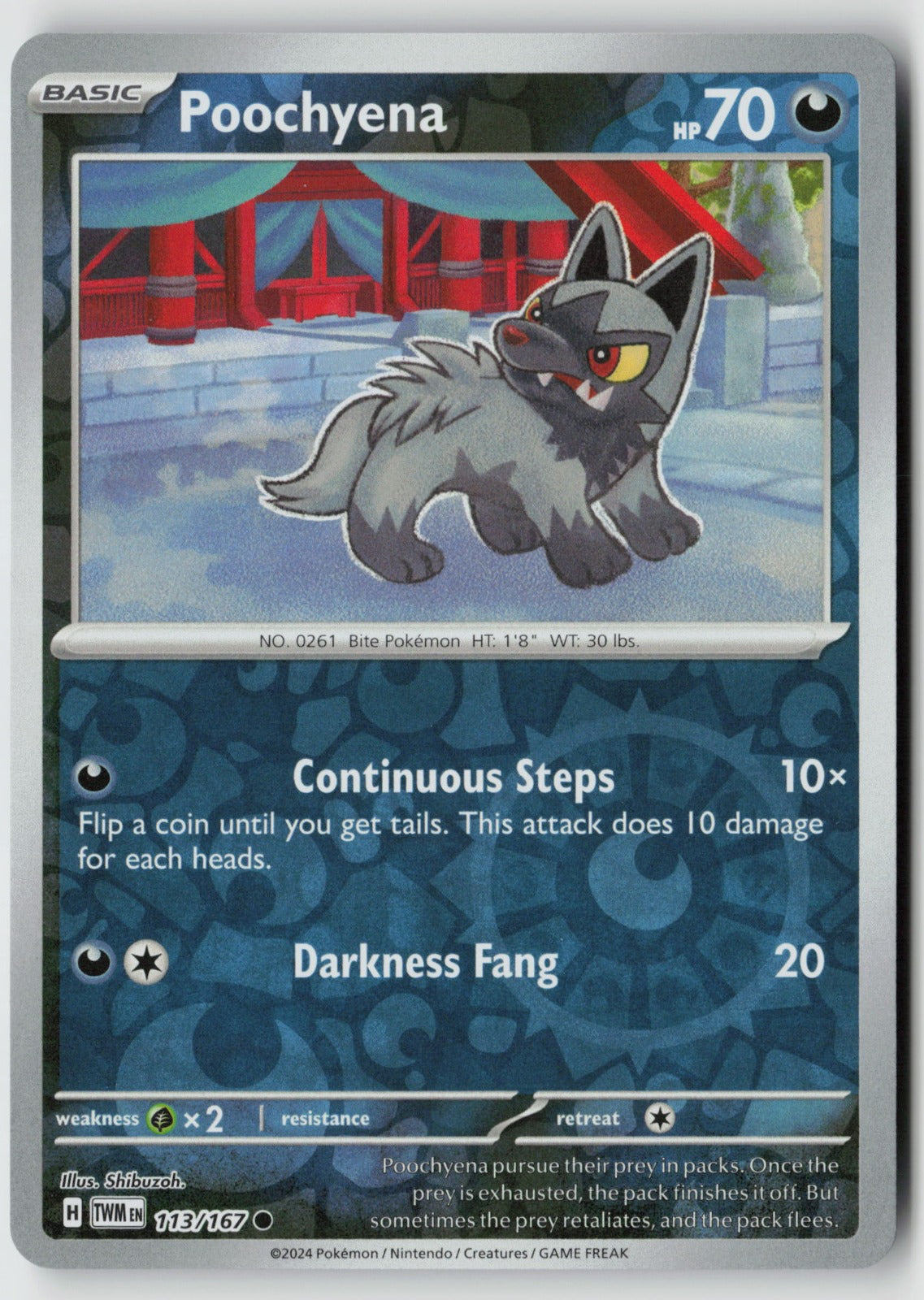 Poochyena 113/167 SV06: Twilight Masquerade Common Reverse Holo NM Shibuzah