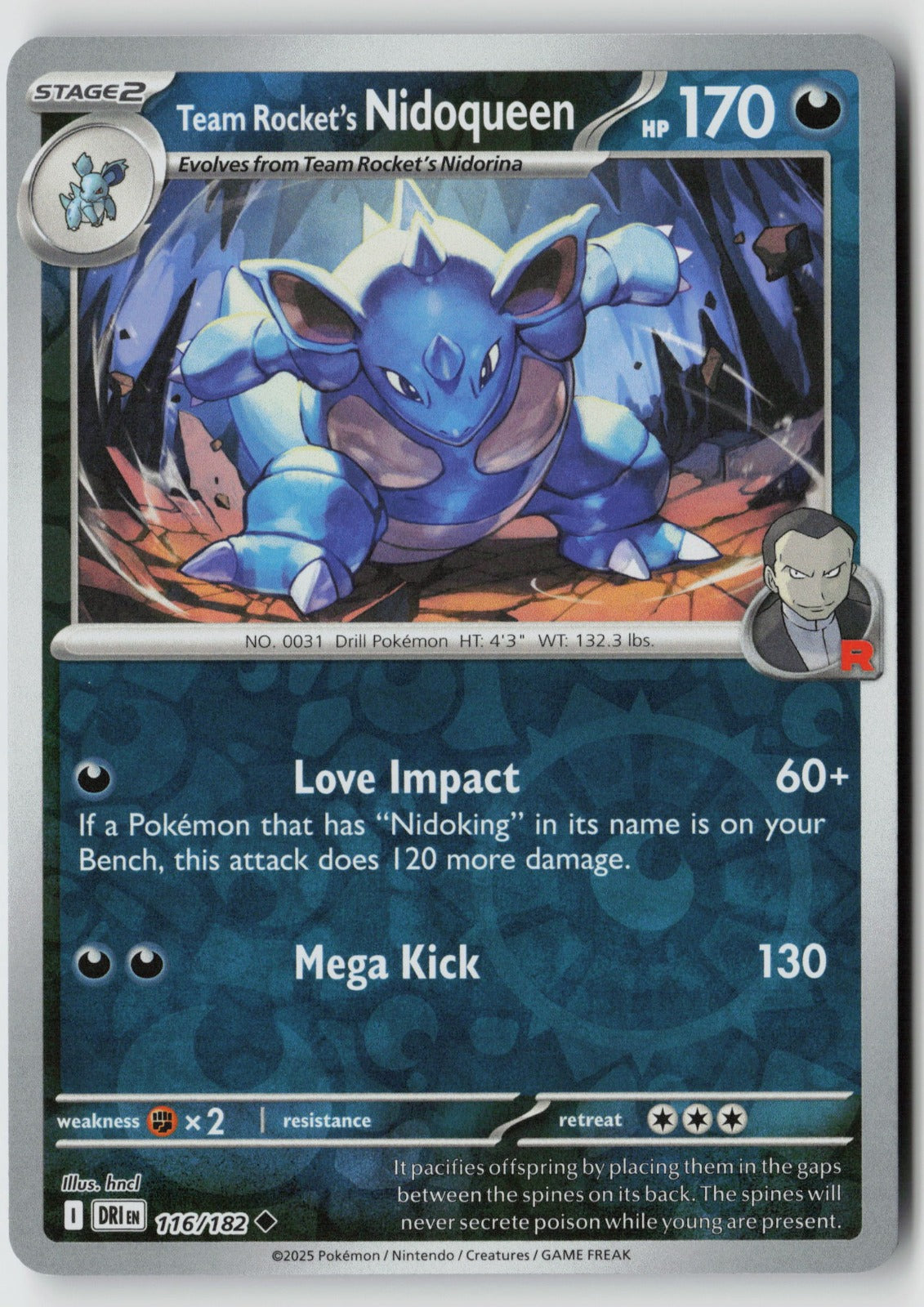 Team Rocket's Nidoqueen 116/182 SV10: Destined Rivals Uncommon Reverse Holo NM