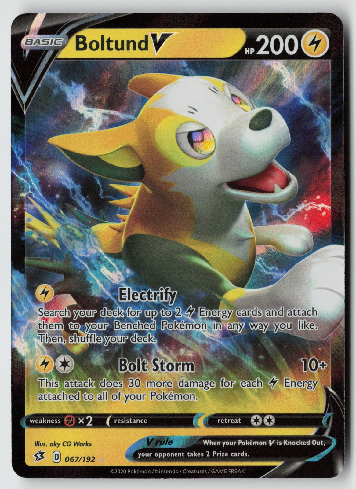 Boltund V 067/192 SWSH02: Rebel Clash Ultra Rare Holo NM aky CG Works