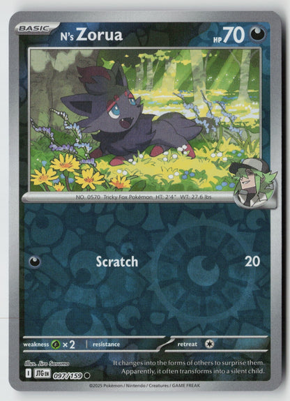 N's Zorua 097/159 SV09: Journey Together Common Reverse Holo NM Jiro Sasumo