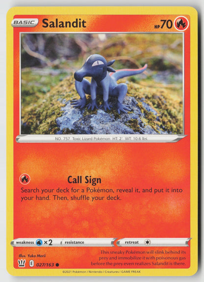 Salandit 027/163 SWSH05: Battle Styles Common NM Yuka Morii