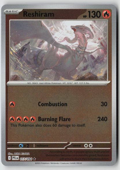Reshiram 017/094 ME02: Phantasmal Flames Rare Reverse Holo NM AKIRA EGAWA