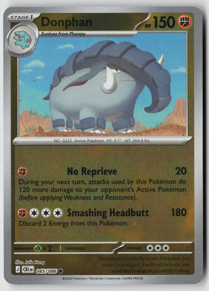Donphan 045/086 ME04: Chaos Rising Common Reverse Holo NM Julie Hang