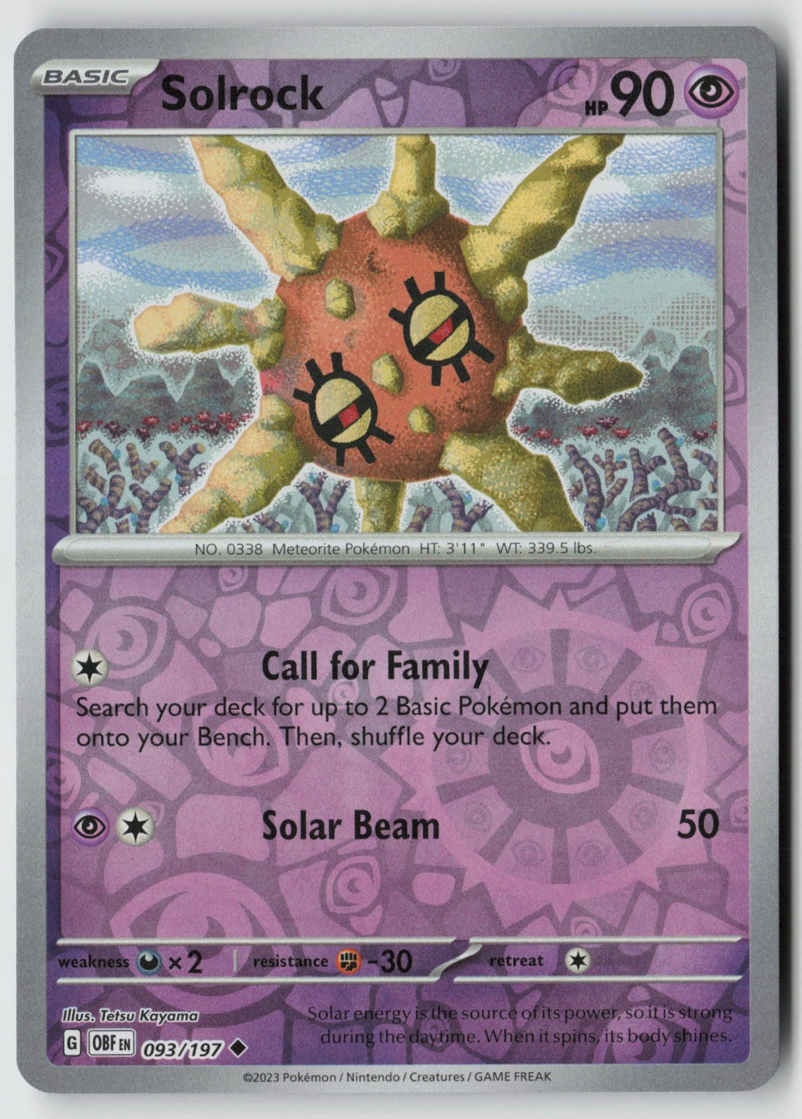 Solrock 093/197 SV03: Obsidian Flames Uncommon Reverse Holo NM Tetsu Kayama