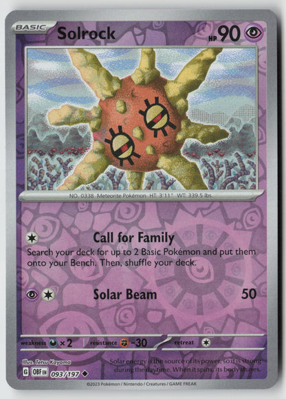 Solrock 093/197 SV03: Obsidian Flames Uncommon Reverse Holo NM Tetsu Kayama